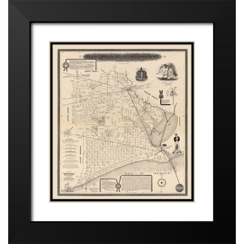 Jefferson County Texas - Higgins 1898 Black Modern Wood Framed Art Print with Double Matting by Higgins