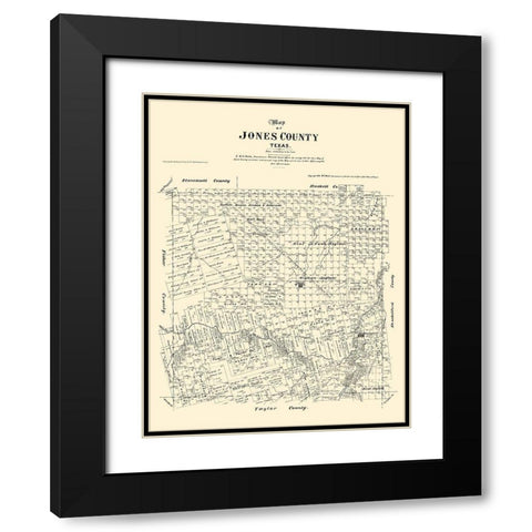 Jones County Texas - Walsh 1879 Black Modern Wood Framed Art Print with Double Matting by Walsh