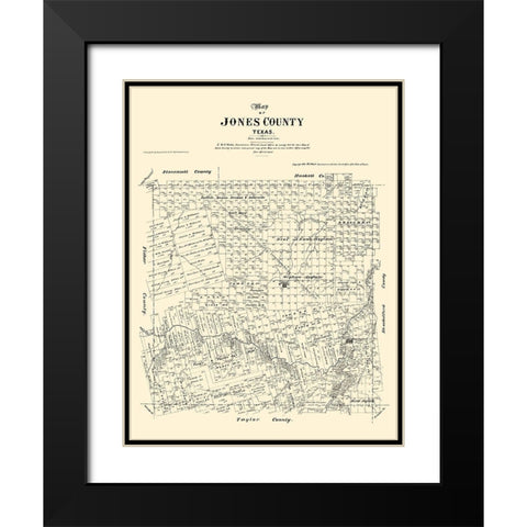 Jones County Texas - Walsh 1879 Black Modern Wood Framed Art Print with Double Matting by Walsh