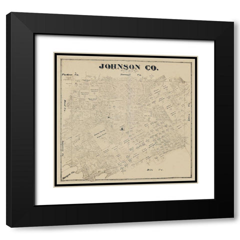Johnson County Texas -1887 Black Modern Wood Framed Art Print with Double Matting by Unknown