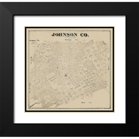 Johnson County Texas -1887 Black Modern Wood Framed Art Print with Double Matting by Unknown
