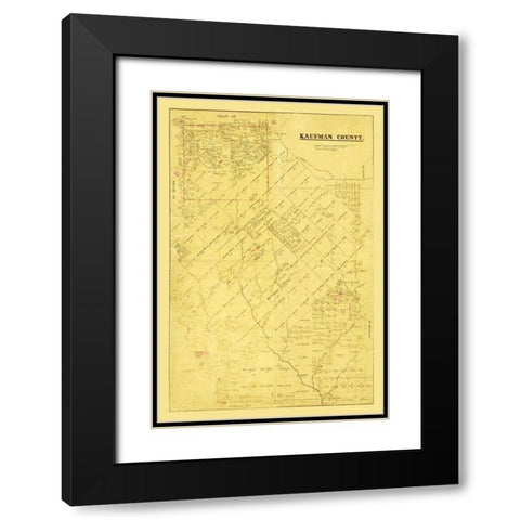 Kaufman County Texas -1871 Black Modern Wood Framed Art Print with Double Matting by Unknown