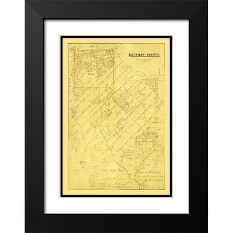Kaufman County Texas -1871 Black Modern Wood Framed Art Print with Double Matting by Unknown