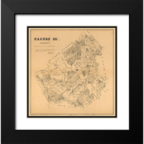 Karnes County Texas - Walsh 1880 Black Modern Wood Framed Art Print with Double Matting by Walsh