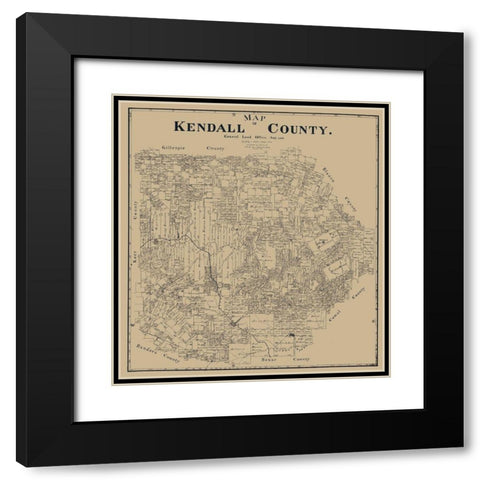 Kendall County Texas - Giles 1899 Black Modern Wood Framed Art Print with Double Matting by Giles