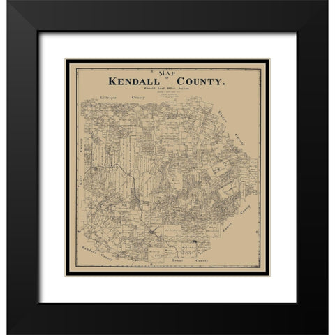 Kendall County Texas - Giles 1899 Black Modern Wood Framed Art Print with Double Matting by Giles