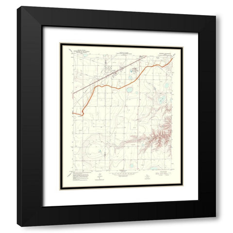 Kingsmill Texas Quad - USGS 1967 Black Modern Wood Framed Art Print with Double Matting by USGS
