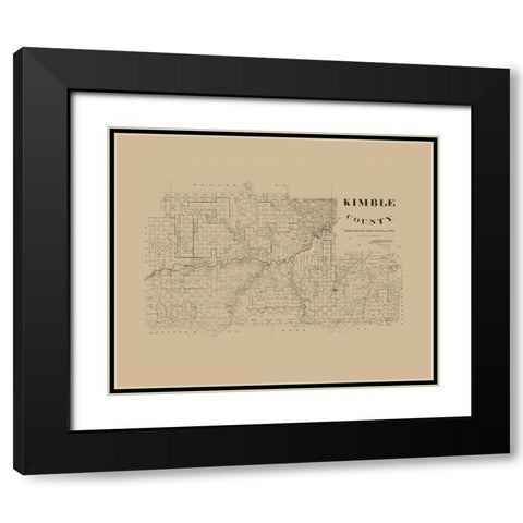 Kimble County Texas - McGaughey 1892 Black Modern Wood Framed Art Print with Double Matting by McGaughey