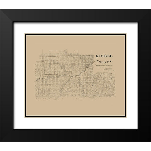 Kimble County Texas - McGaughey 1892 Black Modern Wood Framed Art Print with Double Matting by McGaughey