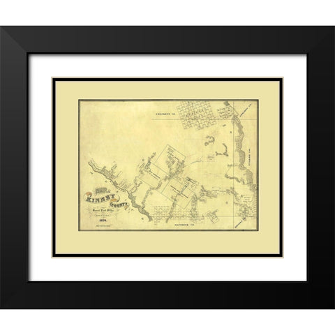Kinney County Texas - Blau 1876 Black Modern Wood Framed Art Print with Double Matting by Blau