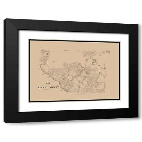 Kinney County Texas -1879 Black Modern Wood Framed Art Print with Double Matting by Unknown