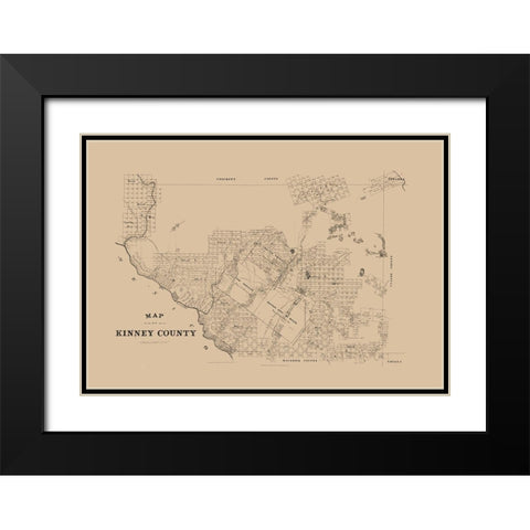 Kinney County Texas -1879 Black Modern Wood Framed Art Print with Double Matting by Unknown