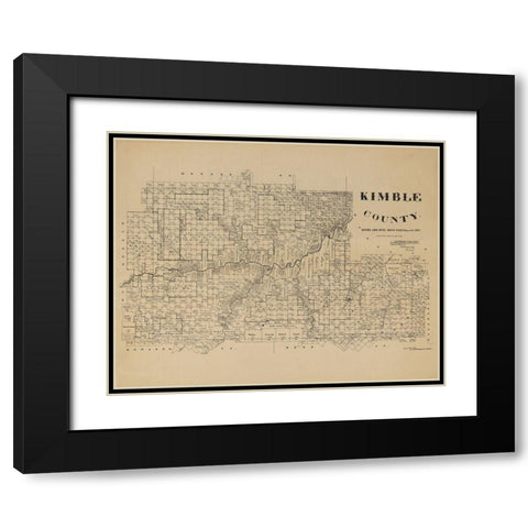 Kimble County Texas - McGaughey 1892 Black Modern Wood Framed Art Print with Double Matting by McGaughey