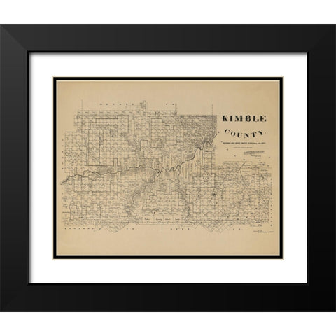 Kimble County Texas - McGaughey 1892 Black Modern Wood Framed Art Print with Double Matting by McGaughey