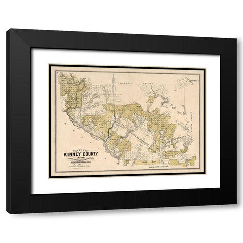 Kinney County Texas - Gast 1884 Black Modern Wood Framed Art Print with Double Matting by Gast