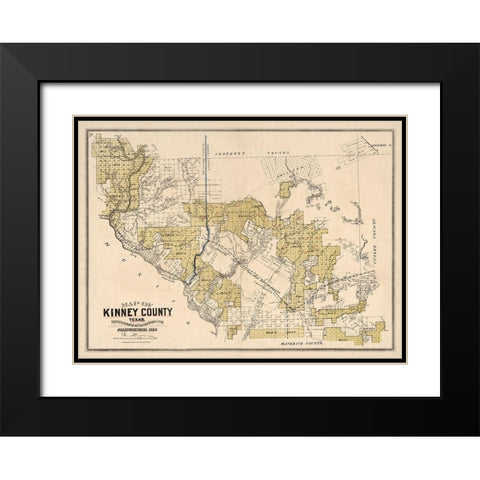 Kinney County Texas - Gast 1884 Black Modern Wood Framed Art Print with Double Matting by Gast