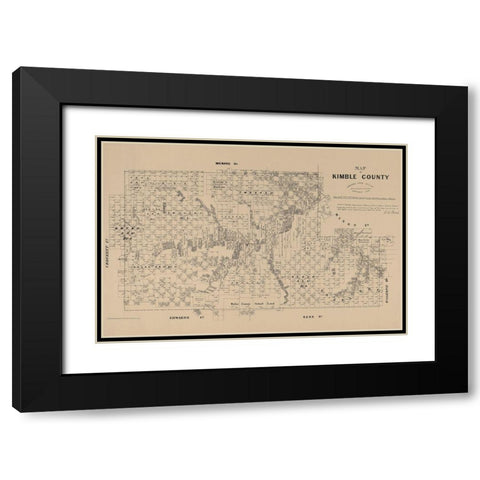 Kimble County Texas - Walsh 1879 Black Modern Wood Framed Art Print with Double Matting by Walsh