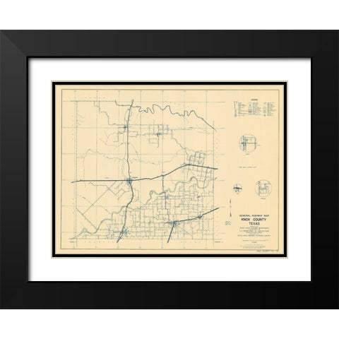 Knox Texas Highway - Highway Dept 1936 Black Modern Wood Framed Art Print with Double Matting by Highway Dept