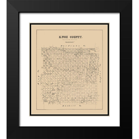 Knox County Texas -1880 Black Modern Wood Framed Art Print with Double Matting by Unknown