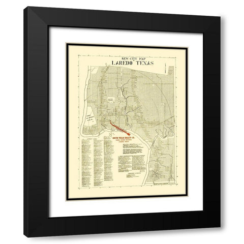 Laredo Texas - Alamo Blue Print 1930 Black Modern Wood Framed Art Print with Double Matting by Alamo Blue Print