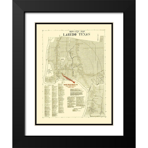 Laredo Texas - Alamo Blue Print 1930 Black Modern Wood Framed Art Print with Double Matting by Alamo Blue Print
