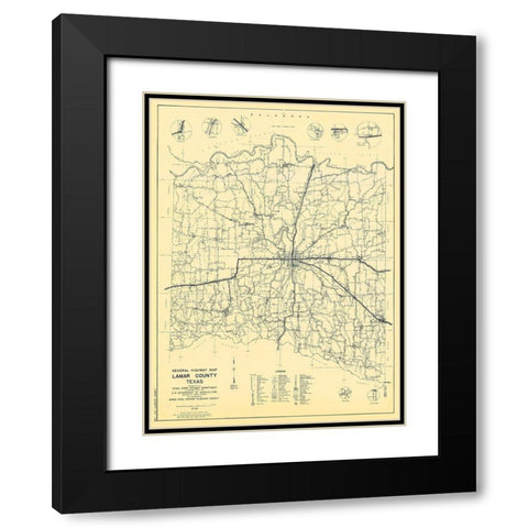 Lamar Texas Highway - Highway Dept 1936 Black Modern Wood Framed Art Print with Double Matting by Highway Dept