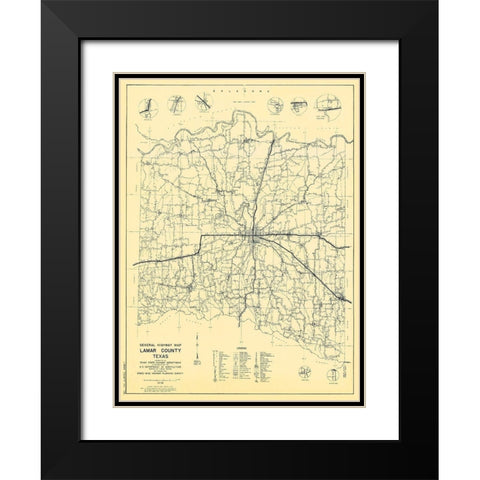 Lamar Texas Highway - Highway Dept 1936 Black Modern Wood Framed Art Print with Double Matting by Highway Dept