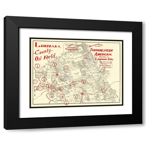 Lampasas County Oil Field Texas - 1920 Black Modern Wood Framed Art Print with Double Matting by Unknown