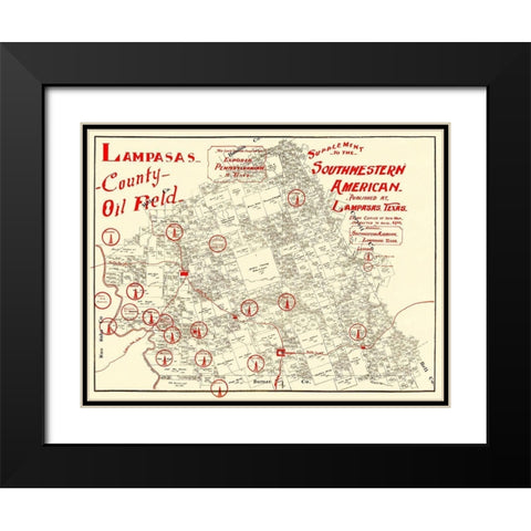 Lampasas County Oil Field Texas - 1920 Black Modern Wood Framed Art Print with Double Matting by Unknown