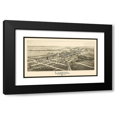 Ladonia Texas - Fowler 1891 Black Modern Wood Framed Art Print with Double Matting by Fowler