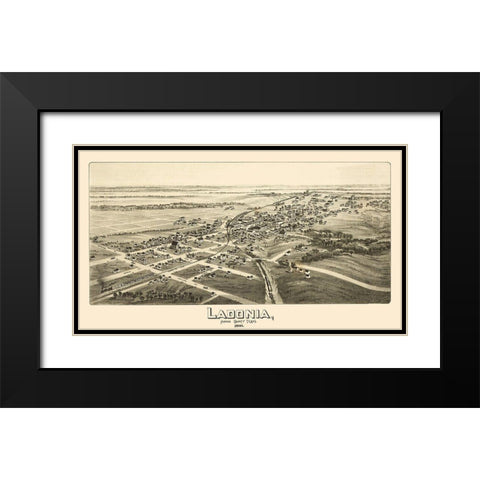 Ladonia Texas - Fowler 1891 Black Modern Wood Framed Art Print with Double Matting by Fowler
