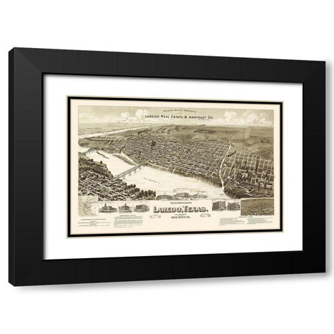 Laredo Texas - American Pub Co 1892 Black Modern Wood Framed Art Print with Double Matting by American Pub Co