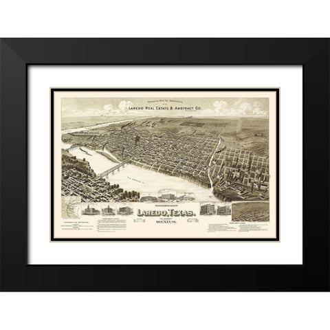Laredo Texas - American Pub Co 1892 Black Modern Wood Framed Art Print with Double Matting by American Pub Co