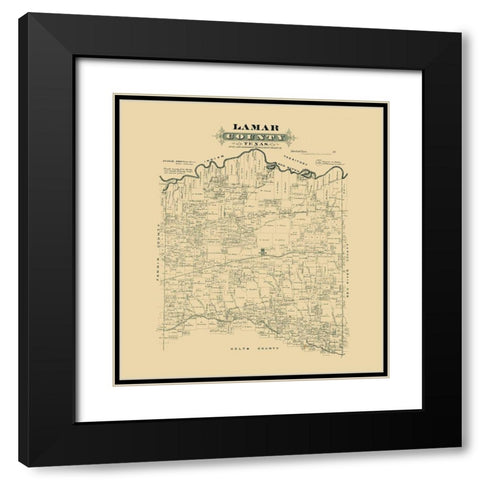 Lamar County Texas -1870 Black Modern Wood Framed Art Print with Double Matting by Unknown
