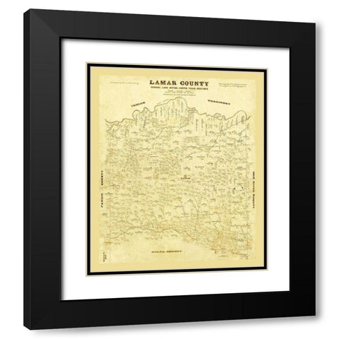 Lamar County Texas - Lucas 1873 Black Modern Wood Framed Art Print with Double Matting by Lucas
