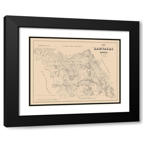 Lampasas County Texas - Walsh 1879 Black Modern Wood Framed Art Print with Double Matting by Walsh