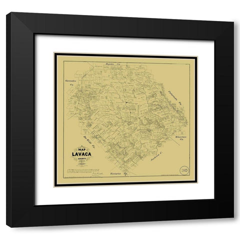 Lavaca County Texas - Walsh 1879 Black Modern Wood Framed Art Print with Double Matting by Walsh