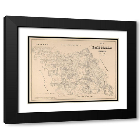 Lampasas County Texas - Walsh 1879 Black Modern Wood Framed Art Print with Double Matting by Walsh