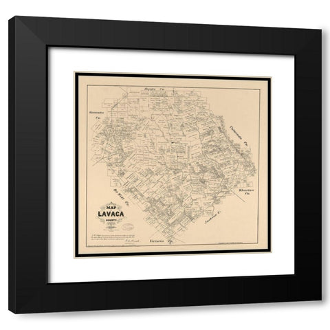 Lavaca County Texas - Walsh 1879 Black Modern Wood Framed Art Print with Double Matting by Walsh
