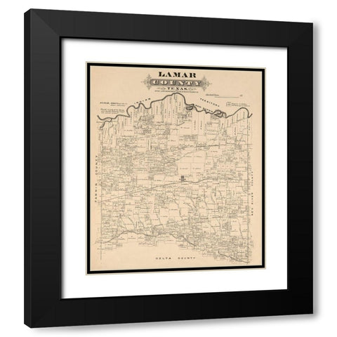 Lamar County Texas - Gast 1870 Black Modern Wood Framed Art Print with Double Matting by Gast
