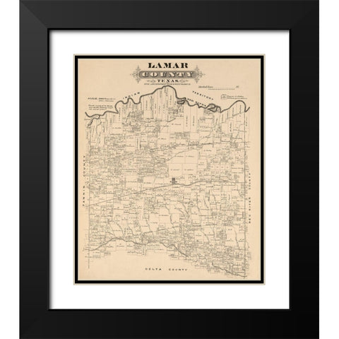 Lamar County Texas - Gast 1870 Black Modern Wood Framed Art Print with Double Matting by Gast
