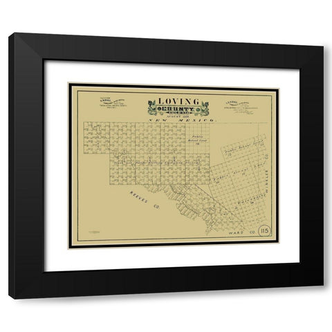 Loving County Texas - Hall 1889 Black Modern Wood Framed Art Print with Double Matting by Hall