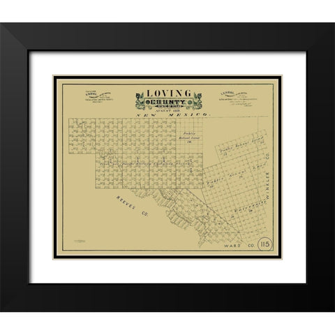 Loving County Texas - Hall 1889 Black Modern Wood Framed Art Print with Double Matting by Hall