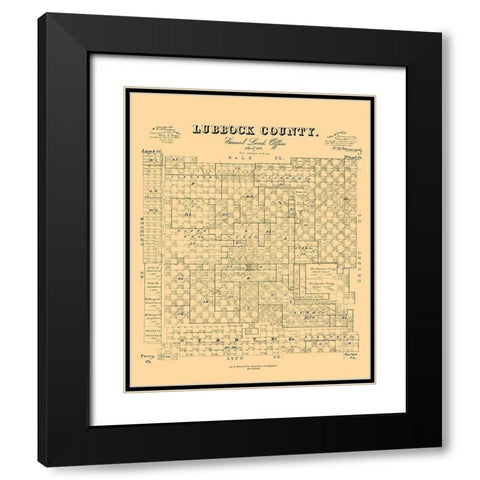 Lubbock County Texas - McGaughey 1892 Black Modern Wood Framed Art Print with Double Matting by McGaughey