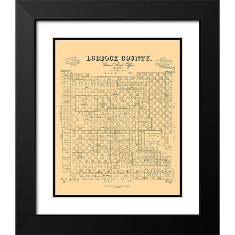 Lubbock County Texas - McGaughey 1892 Black Modern Wood Framed Art Print with Double Matting by McGaughey