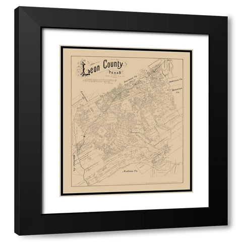 Leon County Texas - Walsh 1879 Black Modern Wood Framed Art Print with Double Matting by Walsh