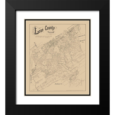 Leon County Texas - Walsh 1879 Black Modern Wood Framed Art Print with Double Matting by Walsh