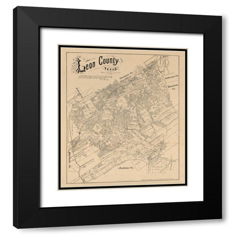 Leon County Texas - Walsh 1879 Black Modern Wood Framed Art Print with Double Matting by Walsh