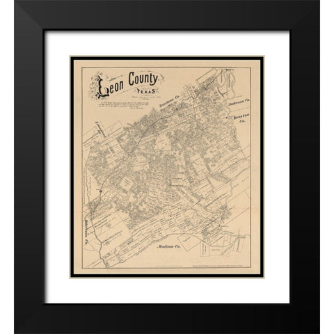 Leon County Texas - Walsh 1879 Black Modern Wood Framed Art Print with Double Matting by Walsh