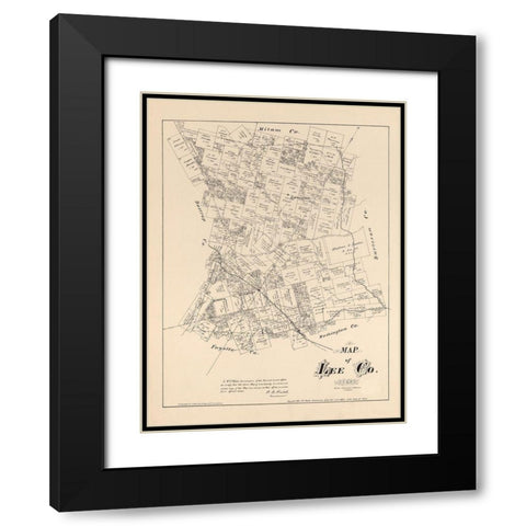 Lee County Texas - Walsh 1879 Black Modern Wood Framed Art Print with Double Matting by Walsh